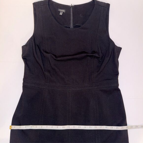 Talbots Black Sleeveless Sheath Dress Pleated Waist Classic LBD Minimalist sz 16 - Picture 7 of 12